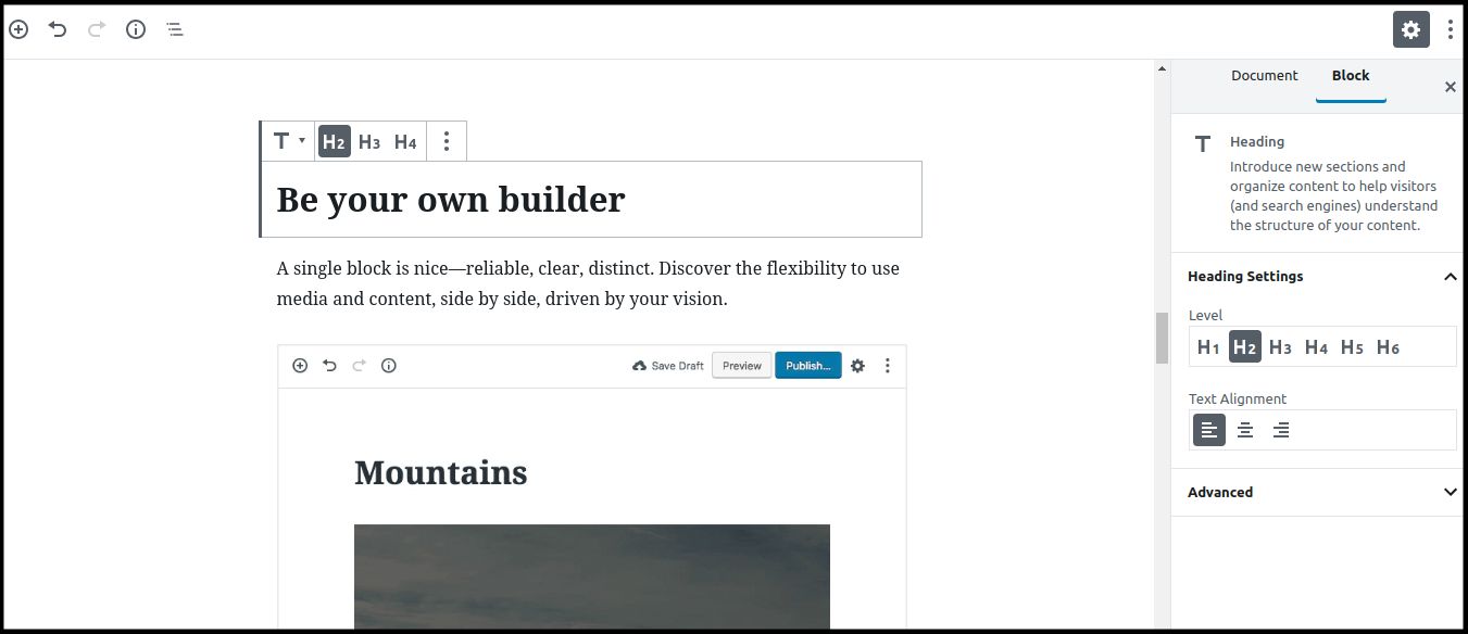wordpress gutenberg is a content focused editor with more screen space