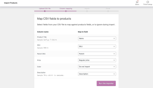 column mapping to woocommerce products
