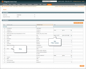 export data from magento