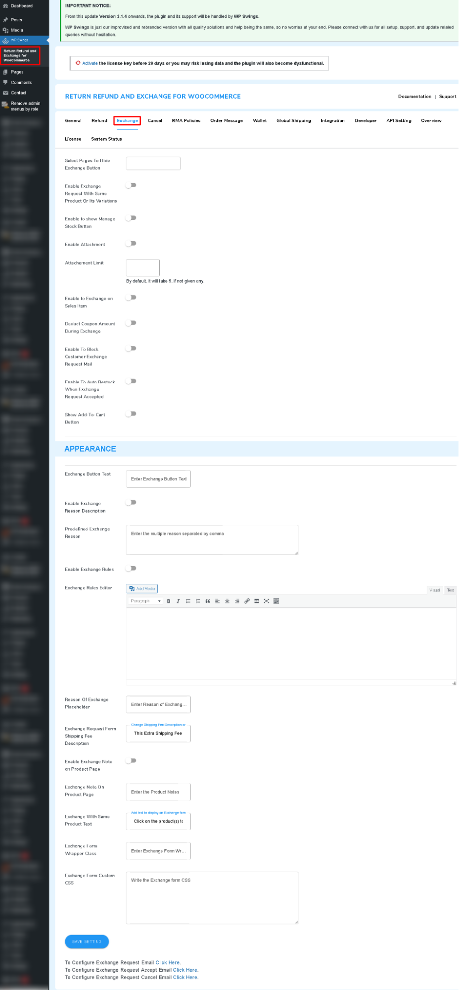 exchange setting pro