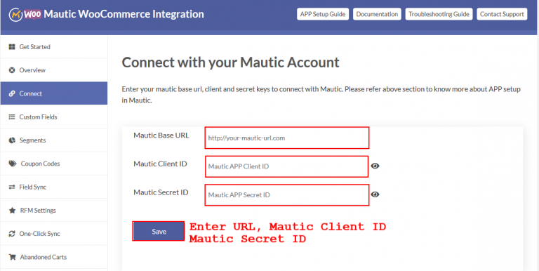 woocommerce mautic account connection