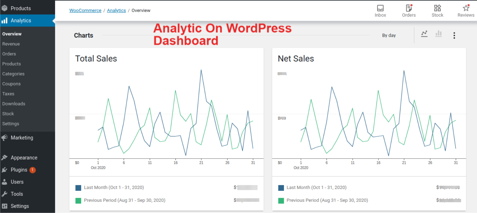 Analytics WordPress dashboard