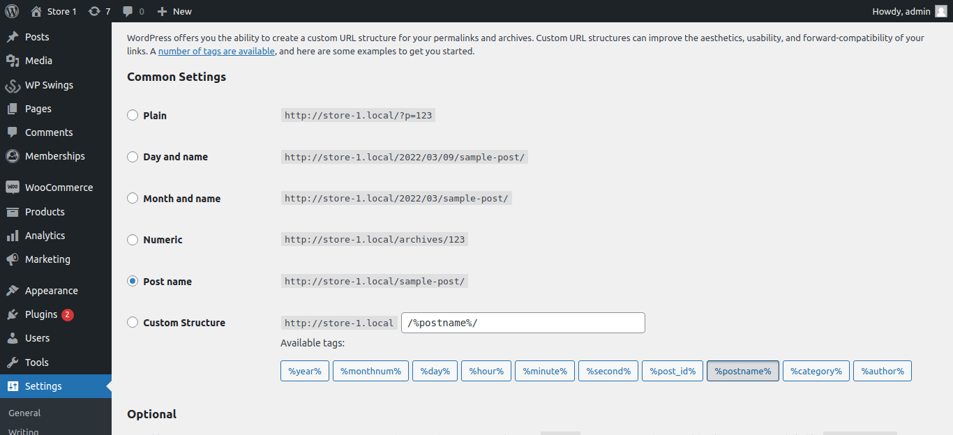 permalink settings