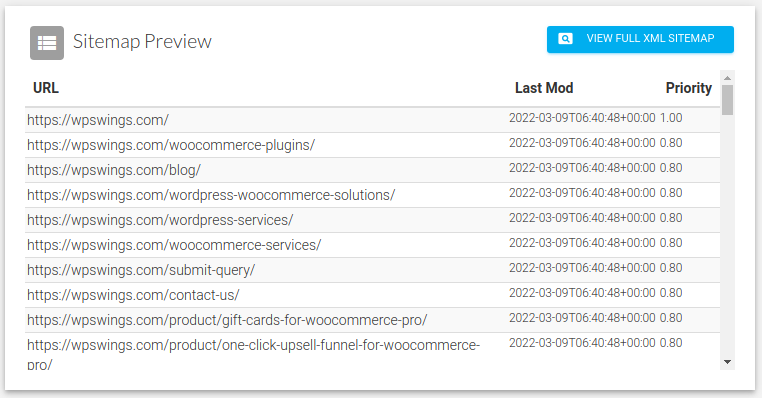 sitemap preview