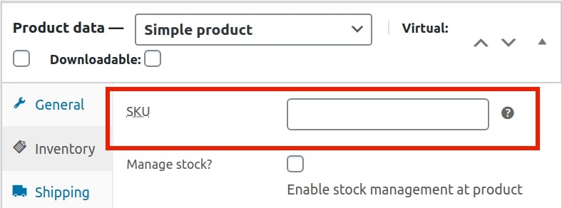 woocommerce sku
