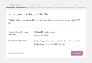 import woocommerce products