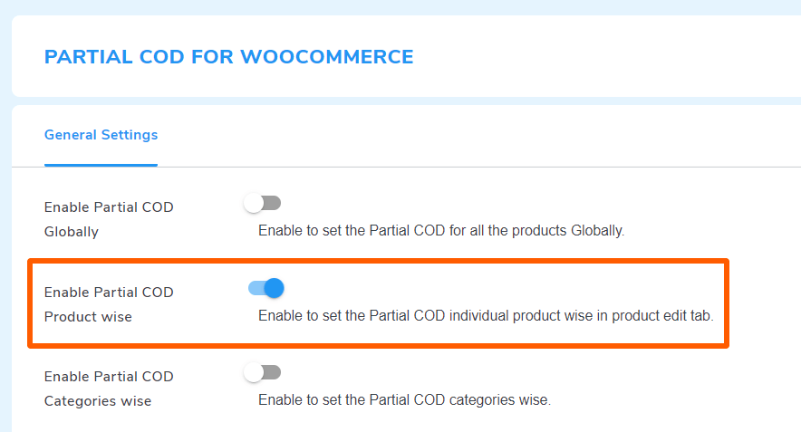 woocommerce partial cod productwise