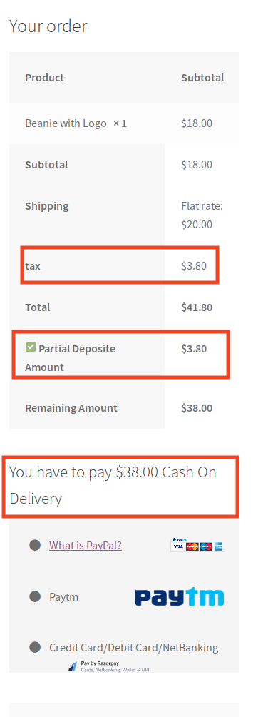 tax wise partial payment