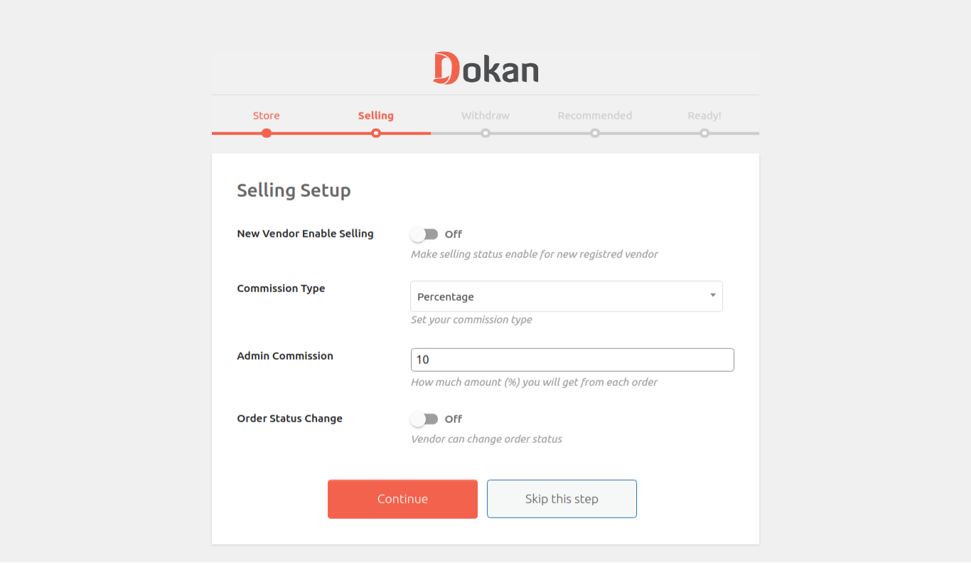 dokan selling setup