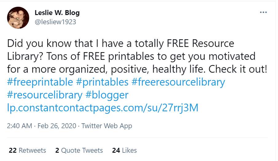 promoting resource library on twitter