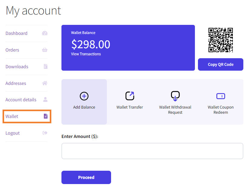 wallet system for woocommerce
