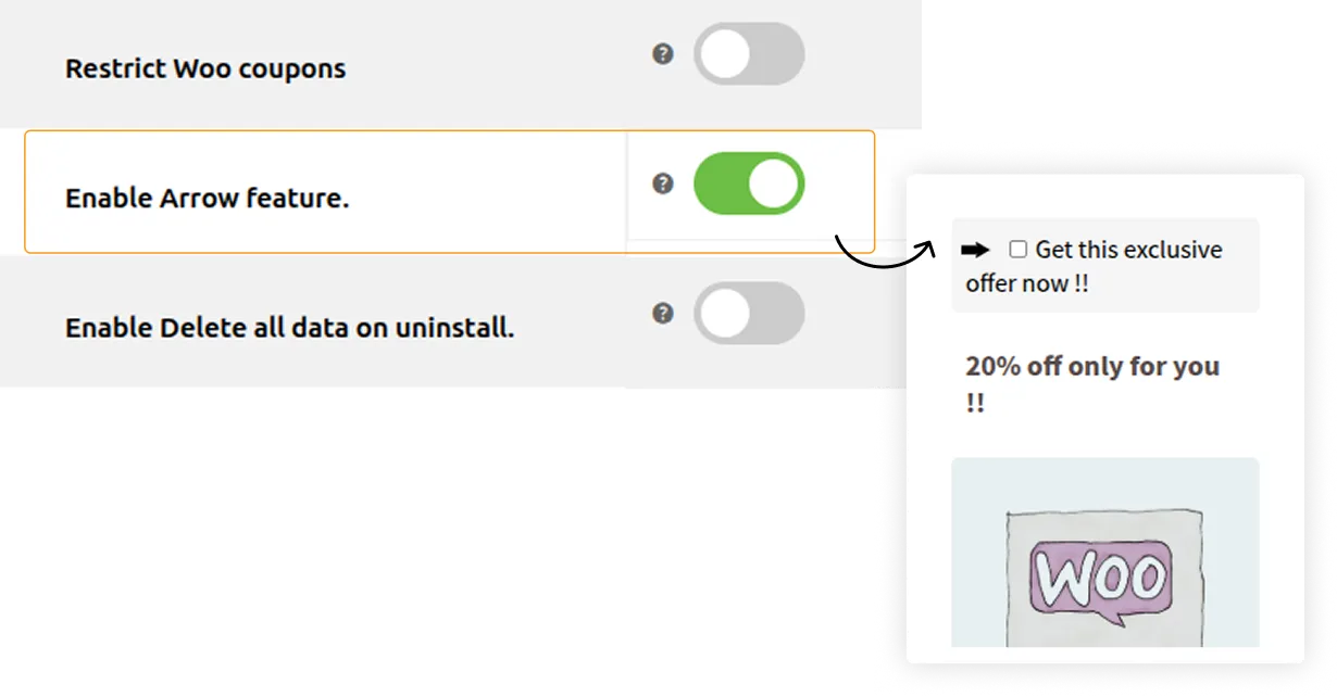 Arrow On Offer Checkbox
