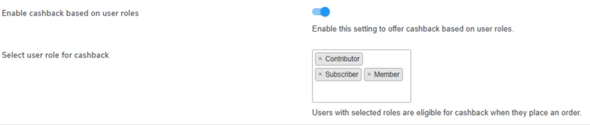 Cashback Based on User Roles