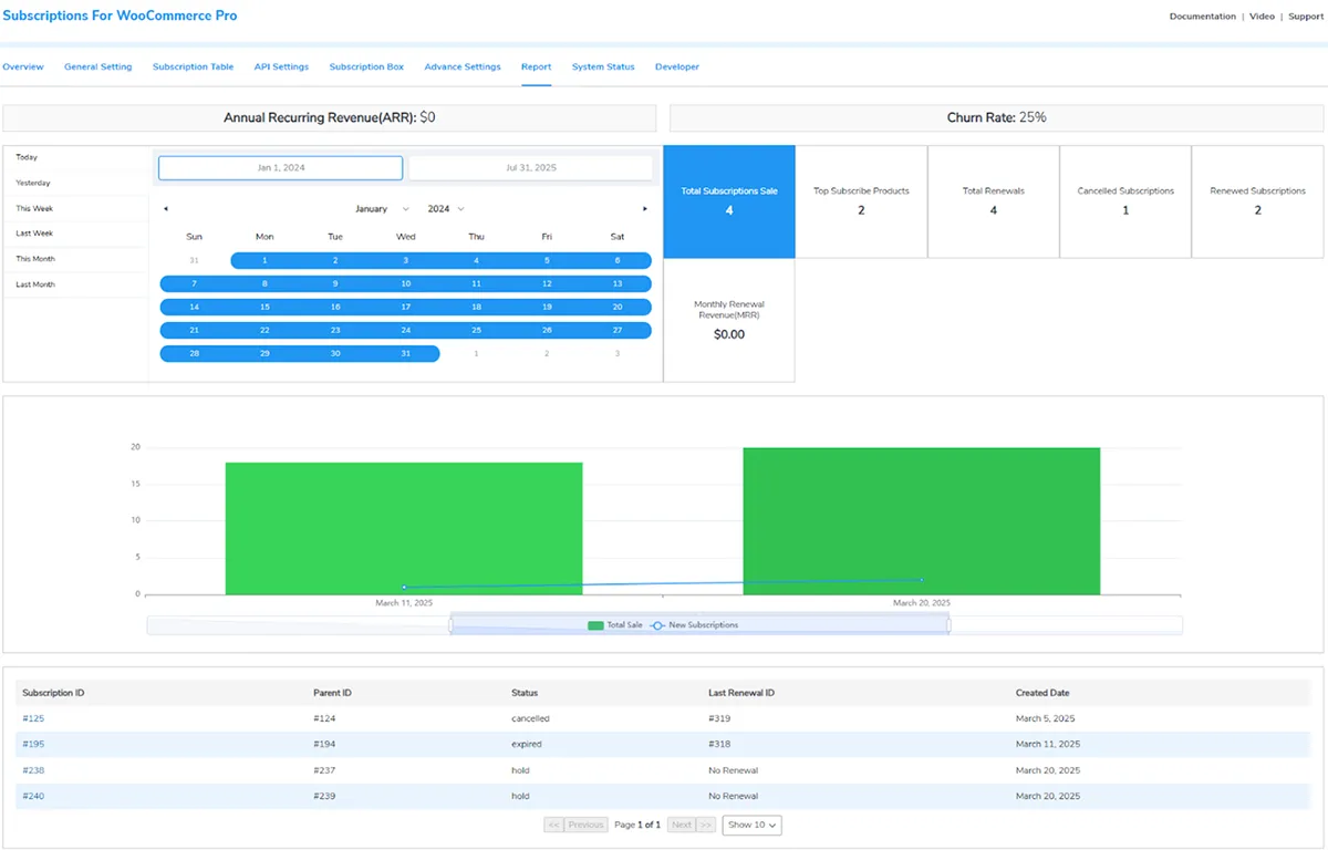 Detailed Report View With Churn Rate and ARR