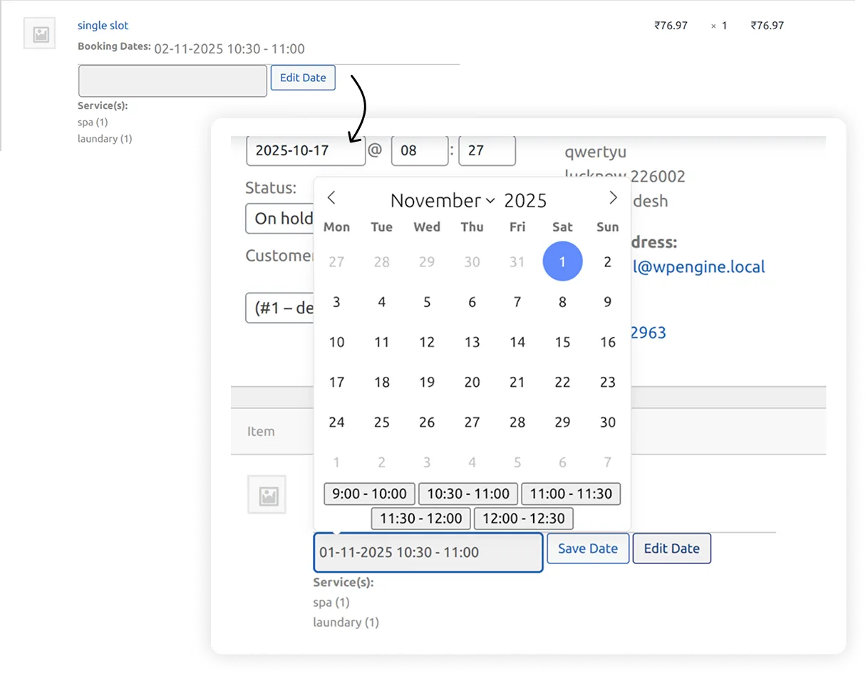 Modification In Booking Slots