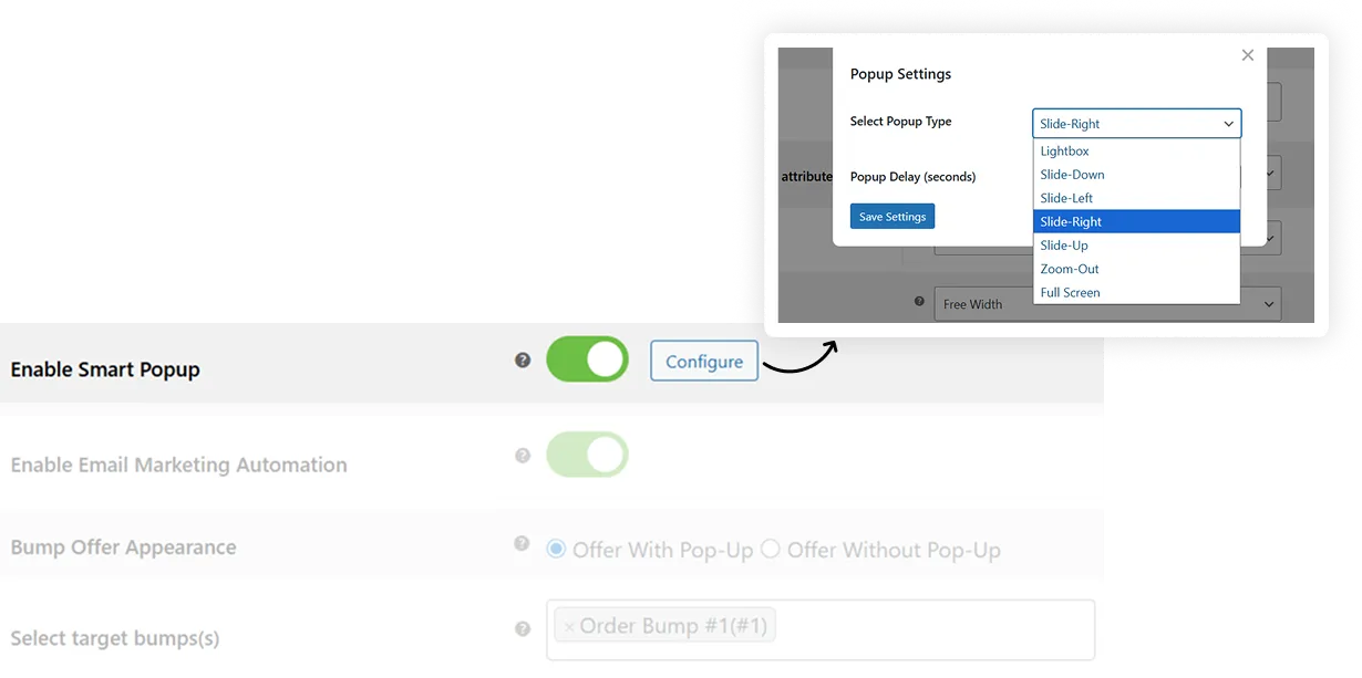 Multiple Bump Pop-Up Options