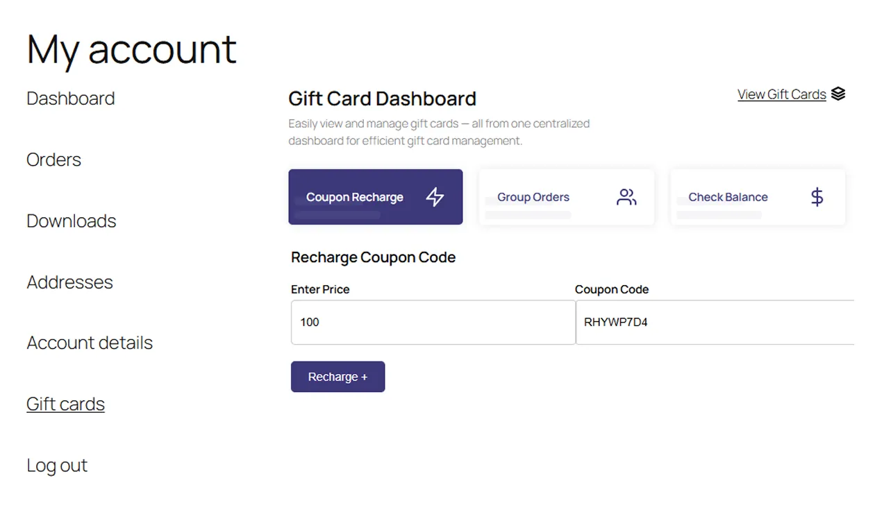 Redesigned My Account Section