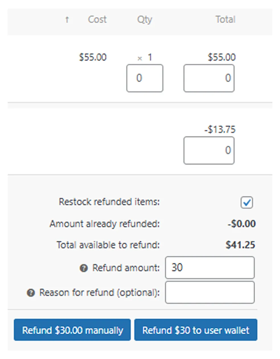 Refund Amount Directly To User’s Wallet
