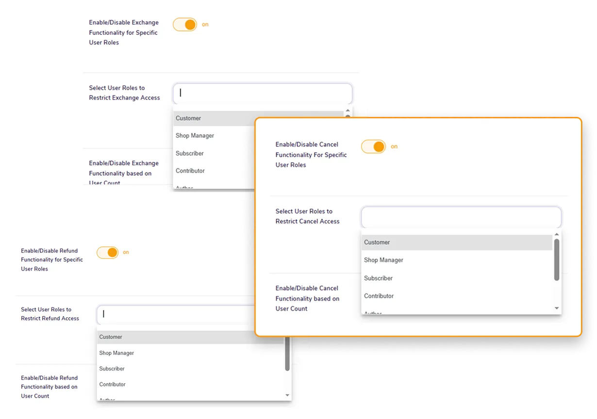 Restrict A Particular User For The Refunds, Exchanges, & Cancellations Functionality