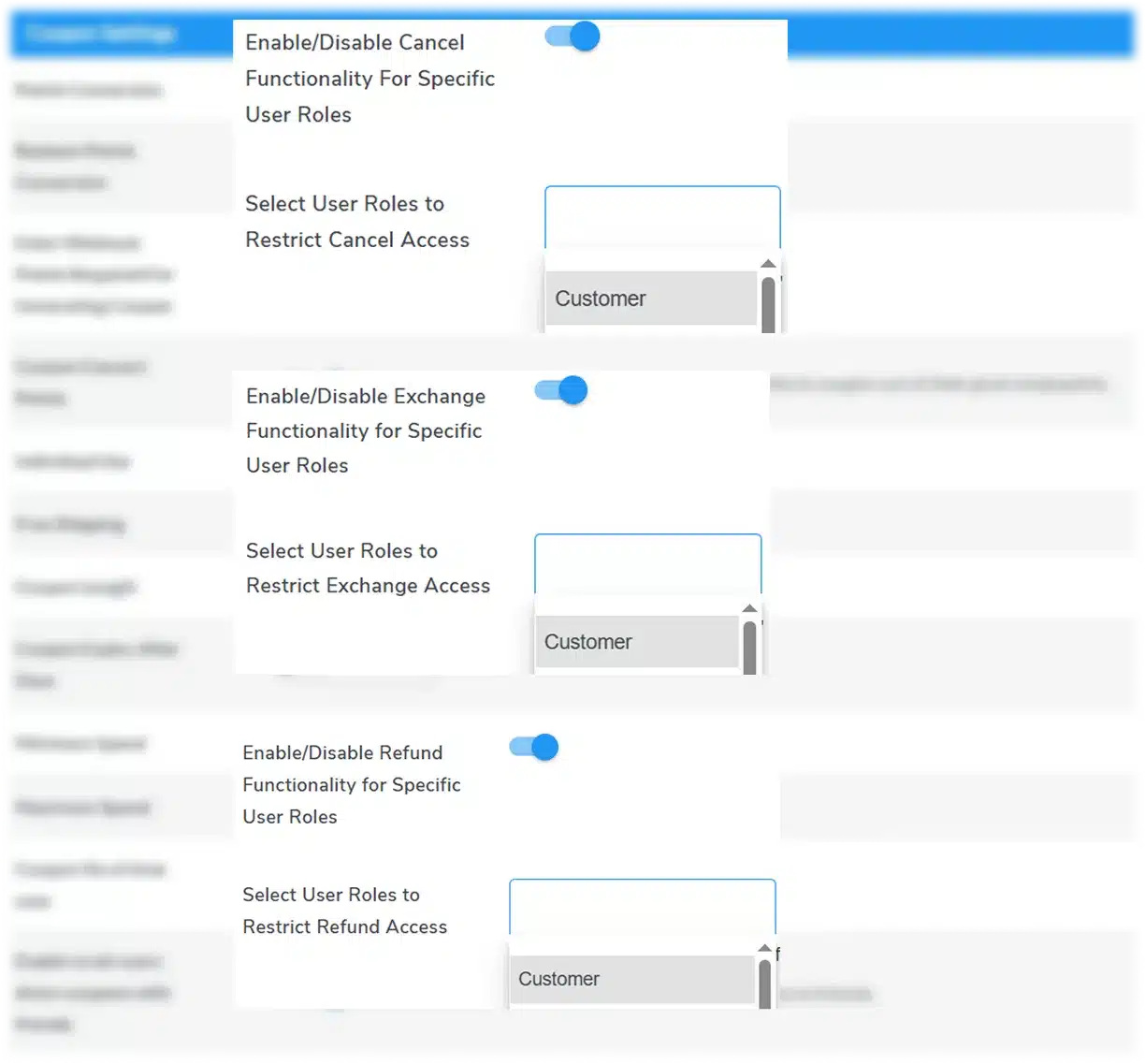 Restrict A Particular User For The Refunds, Exchanges, & Cancellations Functionality