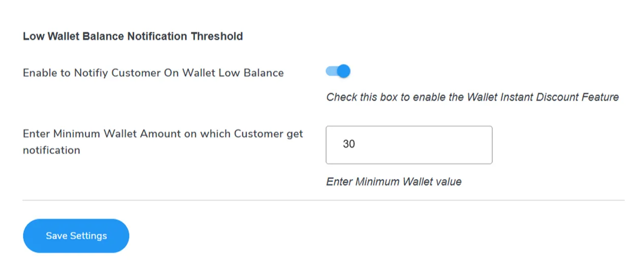 Notify Users On Low Balance