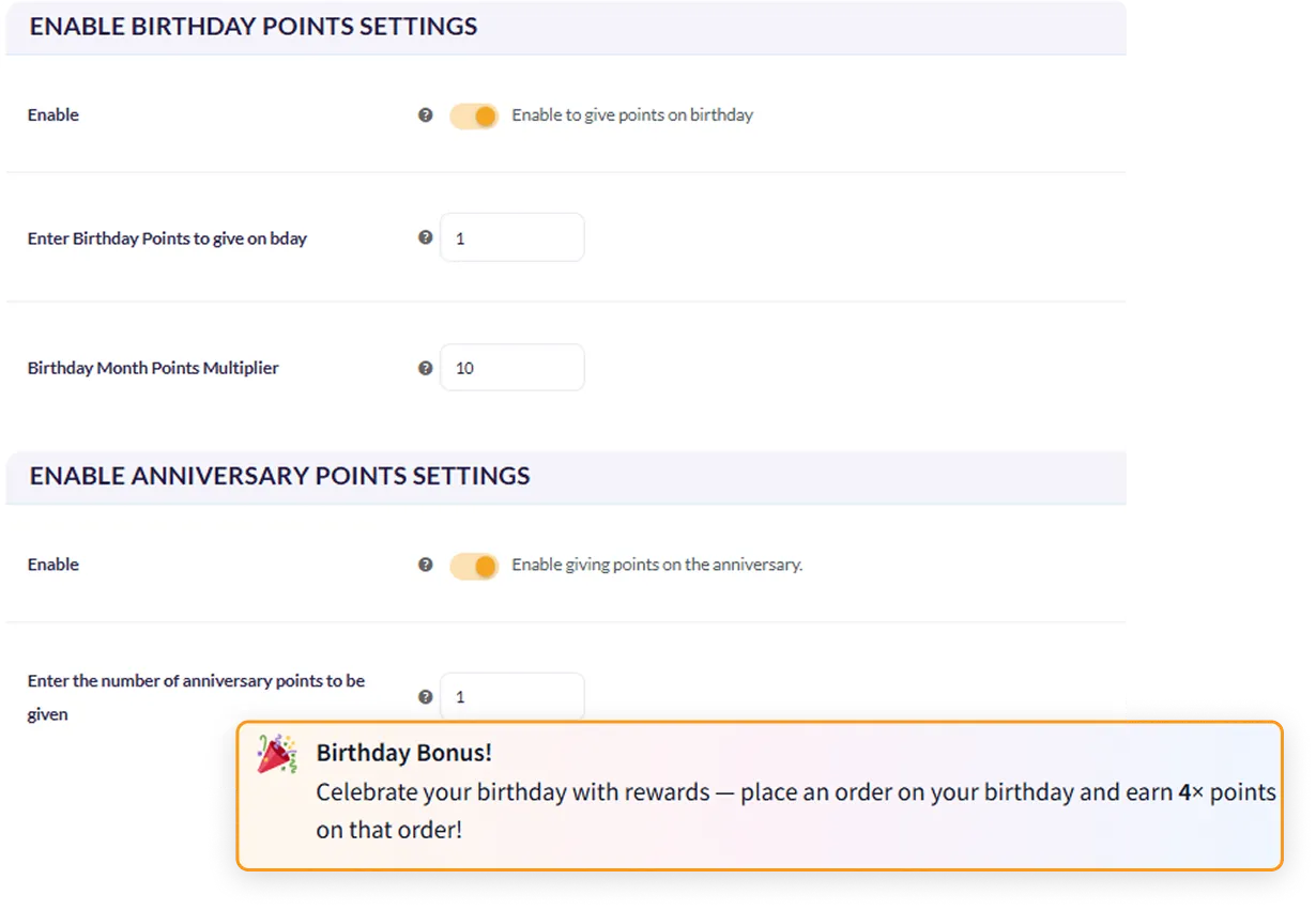 WooCommerce Rewards Points on Birthdays & Anniversaries
