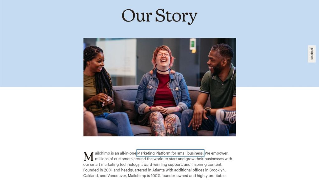 mailchimp story page