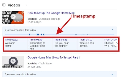 time stamp serps