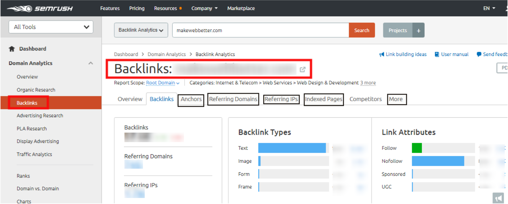 Create backlinks with Semrush