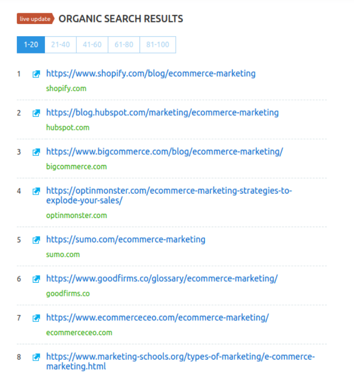 organic search results