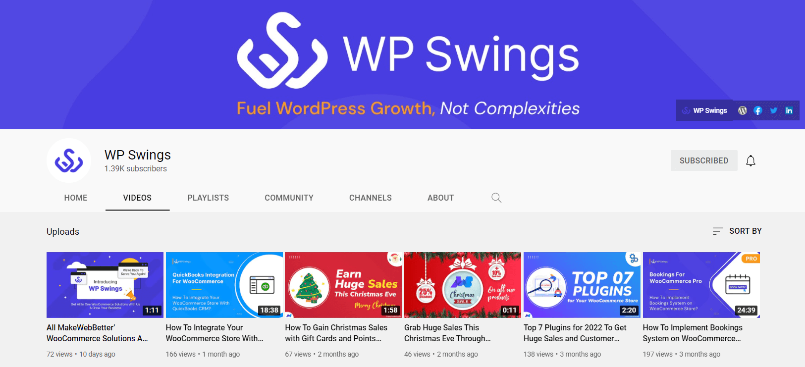 WP Swings youtube channel