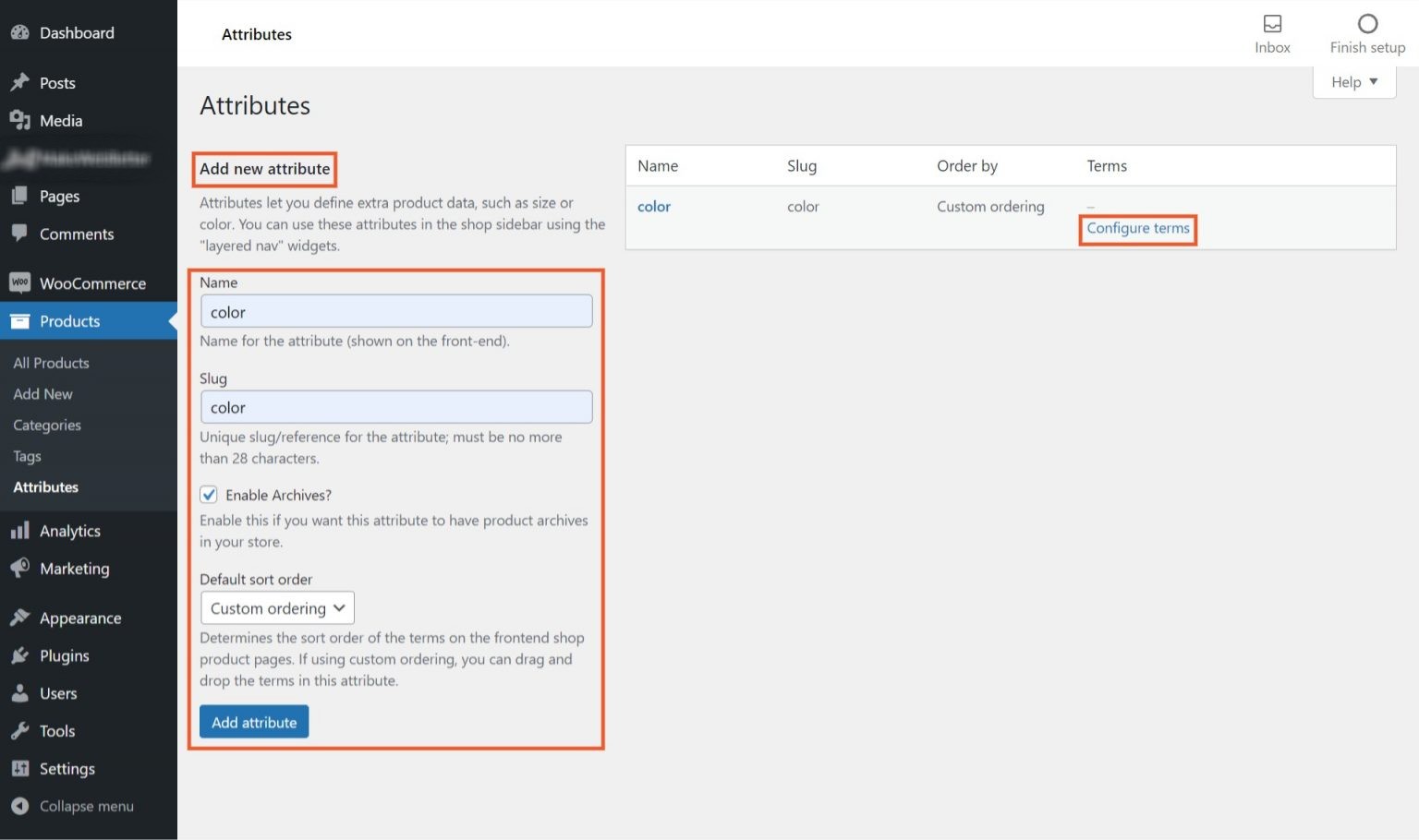 adding variation attributes