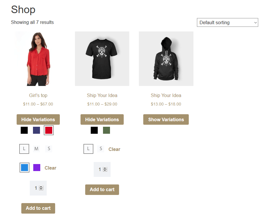 woocommerce product variation swatches on shop page