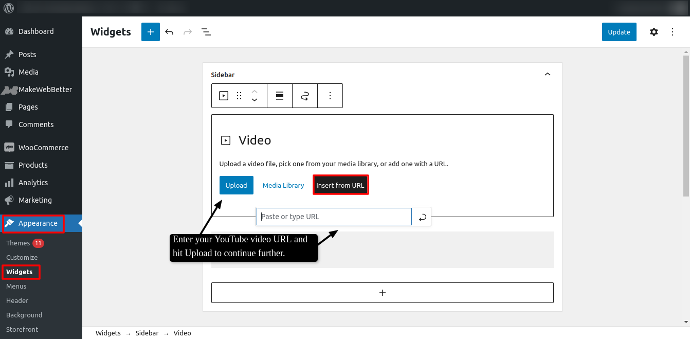 how to upload a youtube video in wordpress