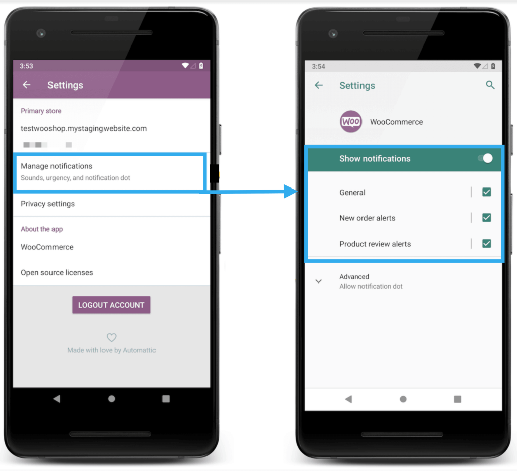 woocommerce android notifications