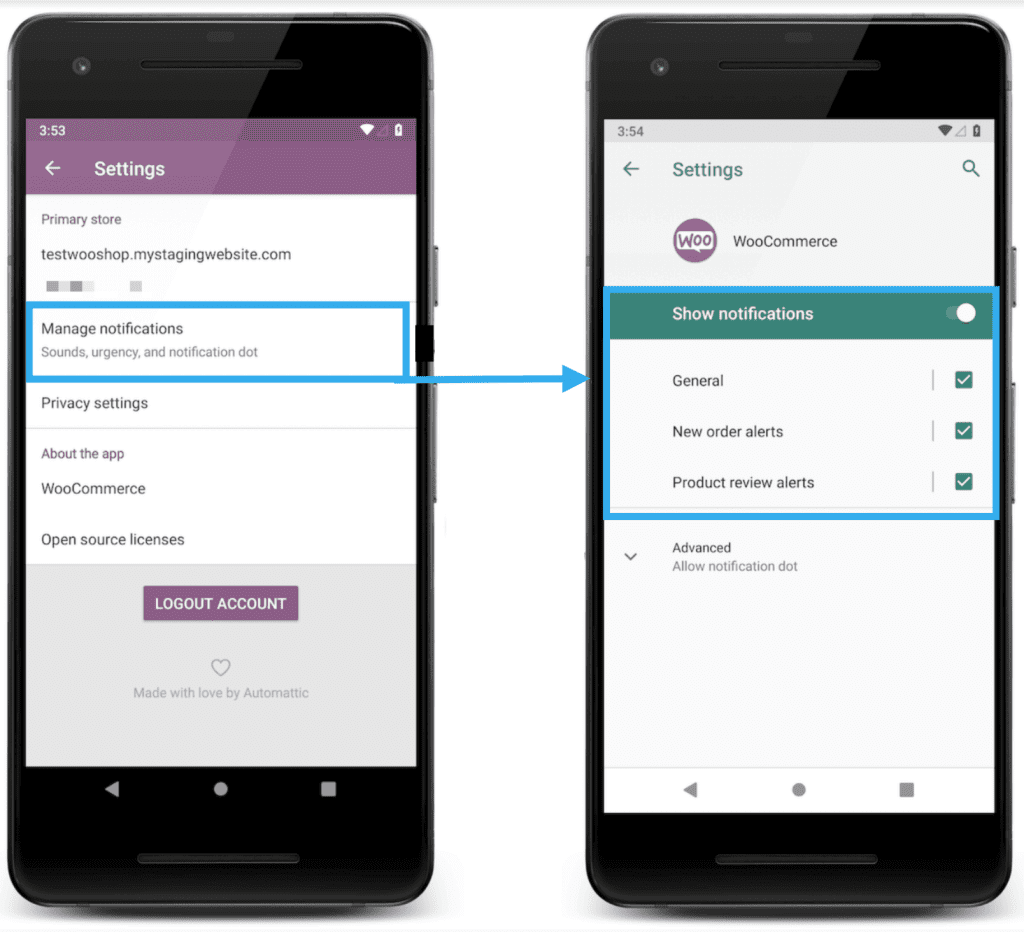 woocommerce android notifications
