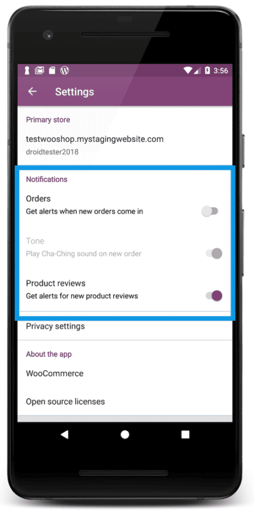 woocommerce app notification