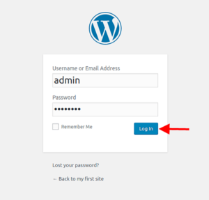 Login to start WordPress blog