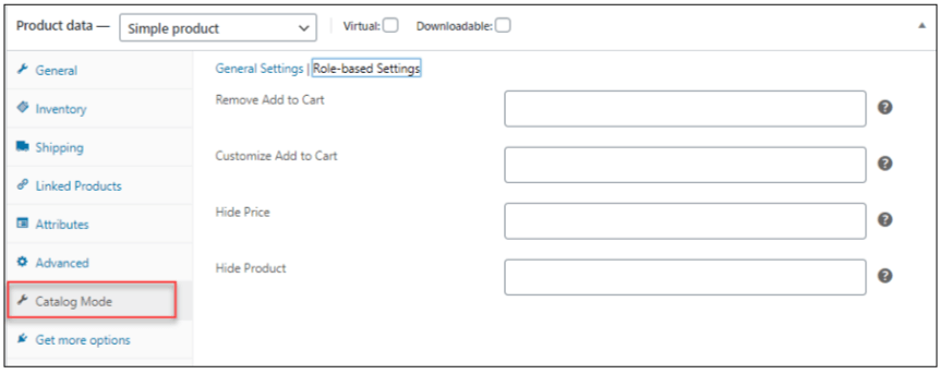 role based catalog for individual products