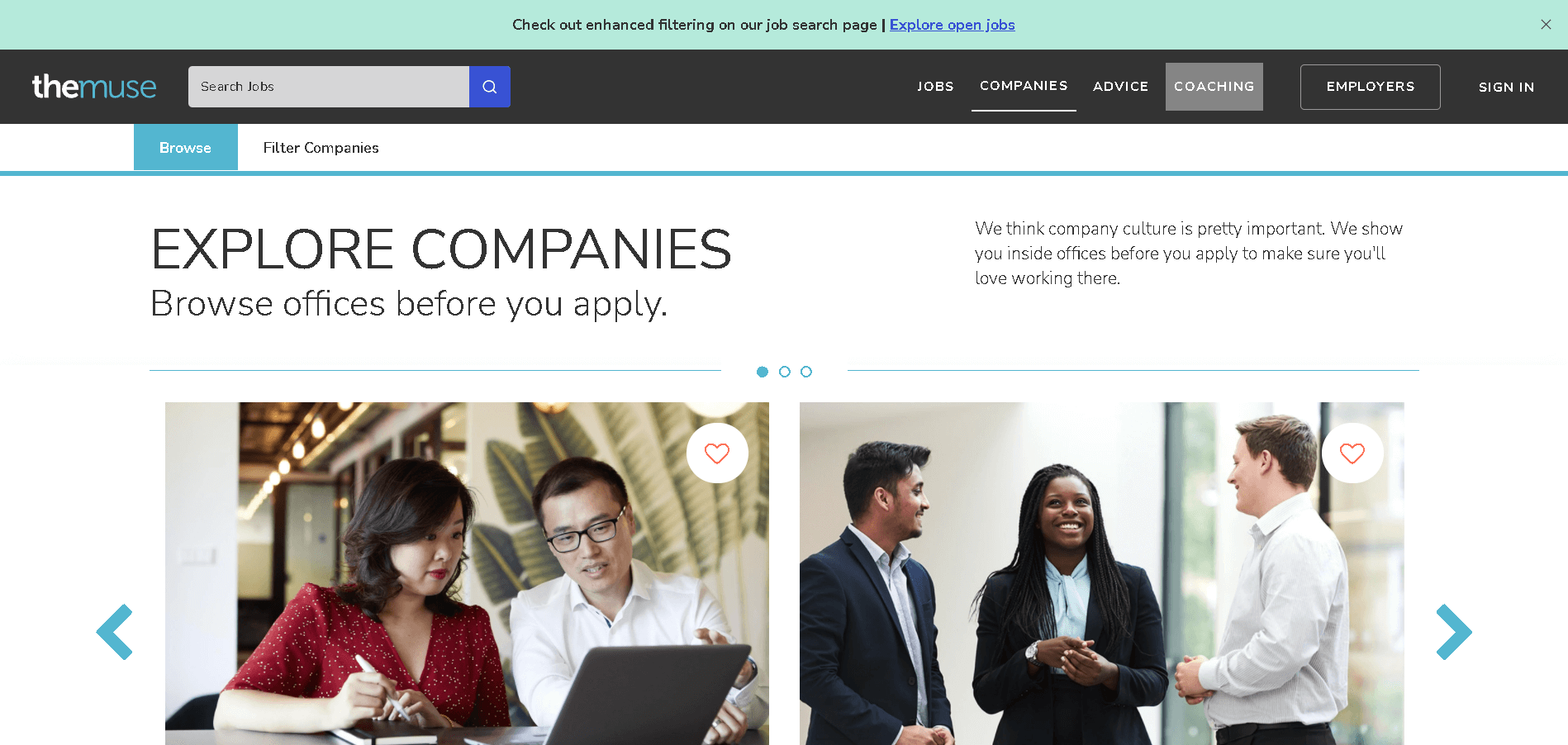 website navigation guide the muse companies tab example