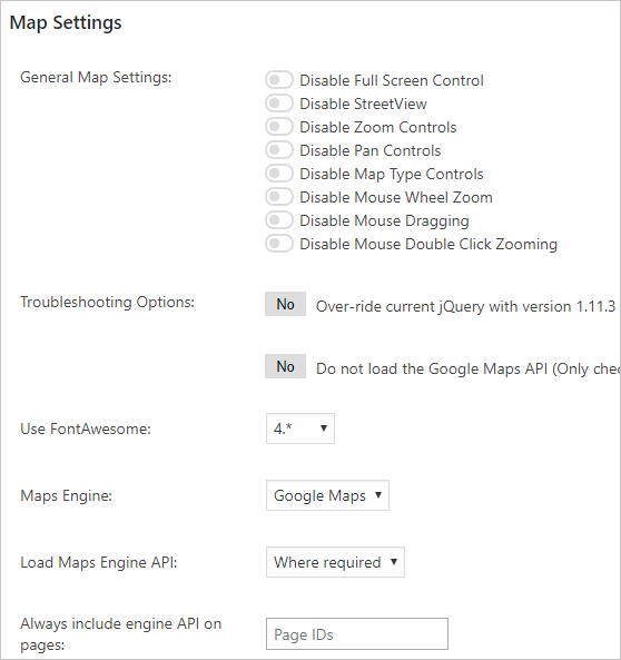 google map settings