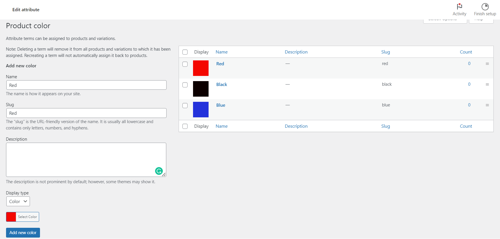 edit woocommerce product variation attribute