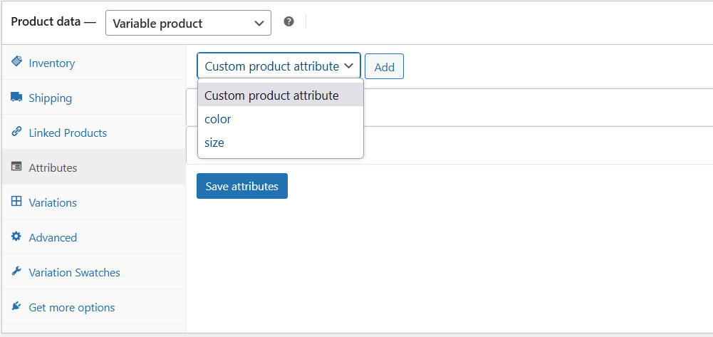 create woocommerce custom attributes for variations