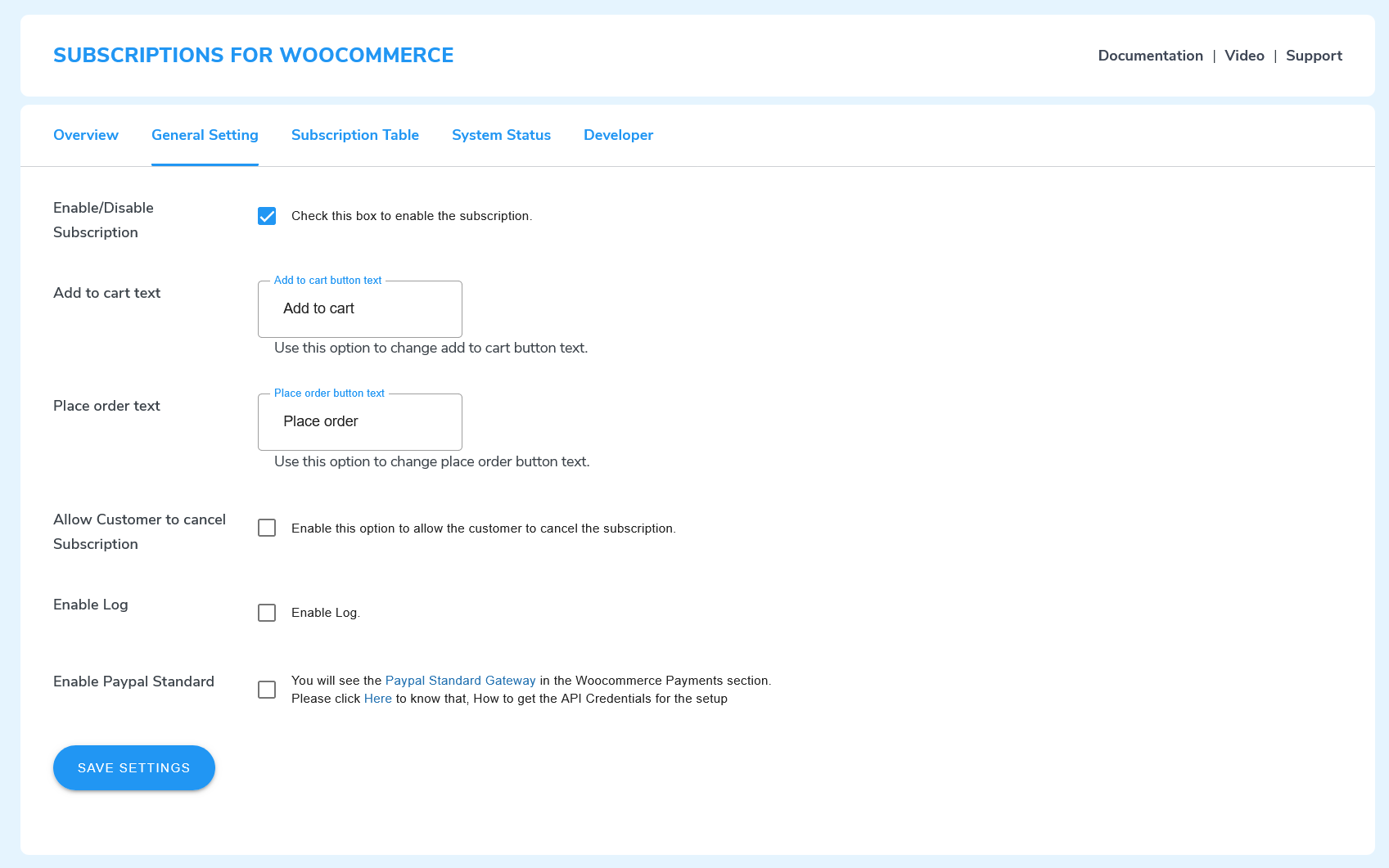 woocommerce subscriptions plugin general settings