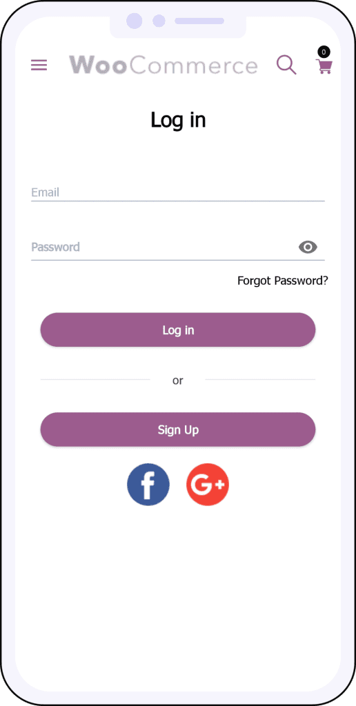 native mobile app login page