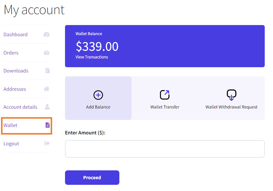 add balance to digital wallet for woocommerce