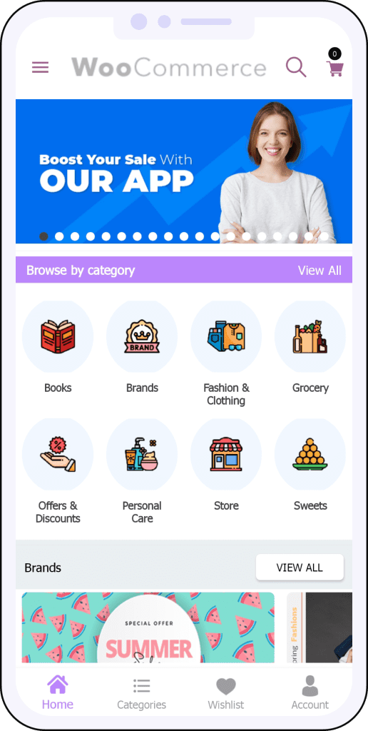 woocommerce app homepage