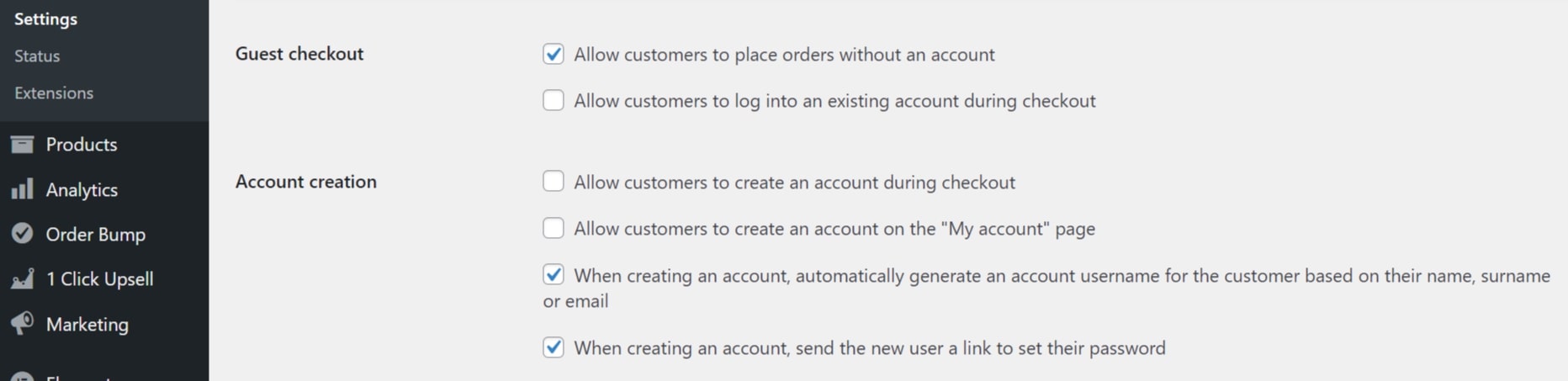 account creation in backend 
