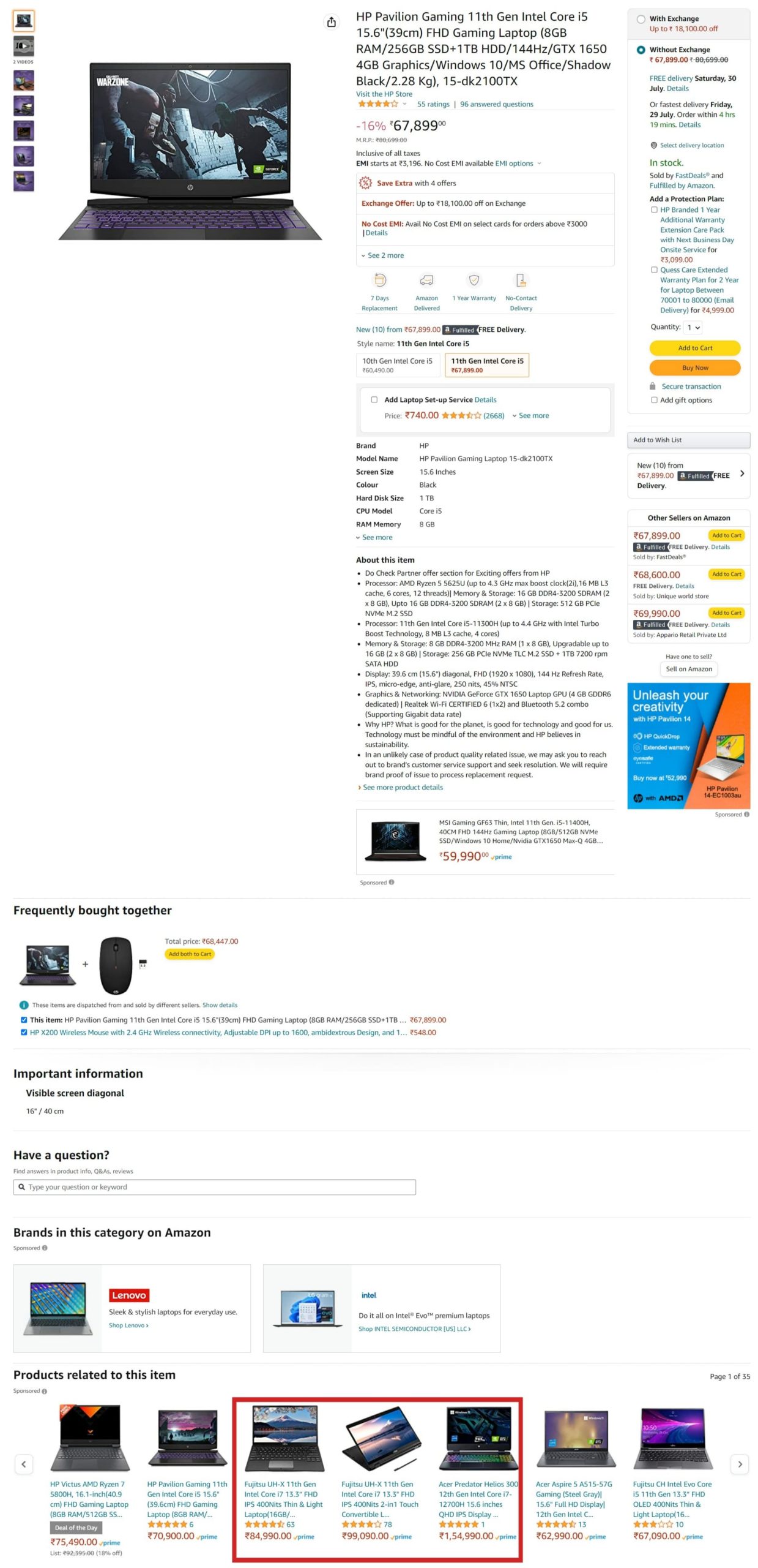 amazon example of upsell and downsell