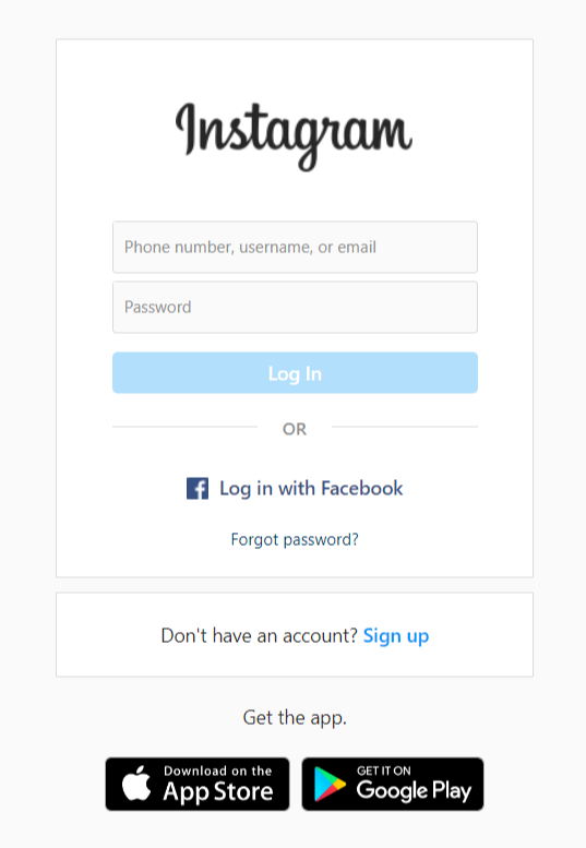 Instagram login